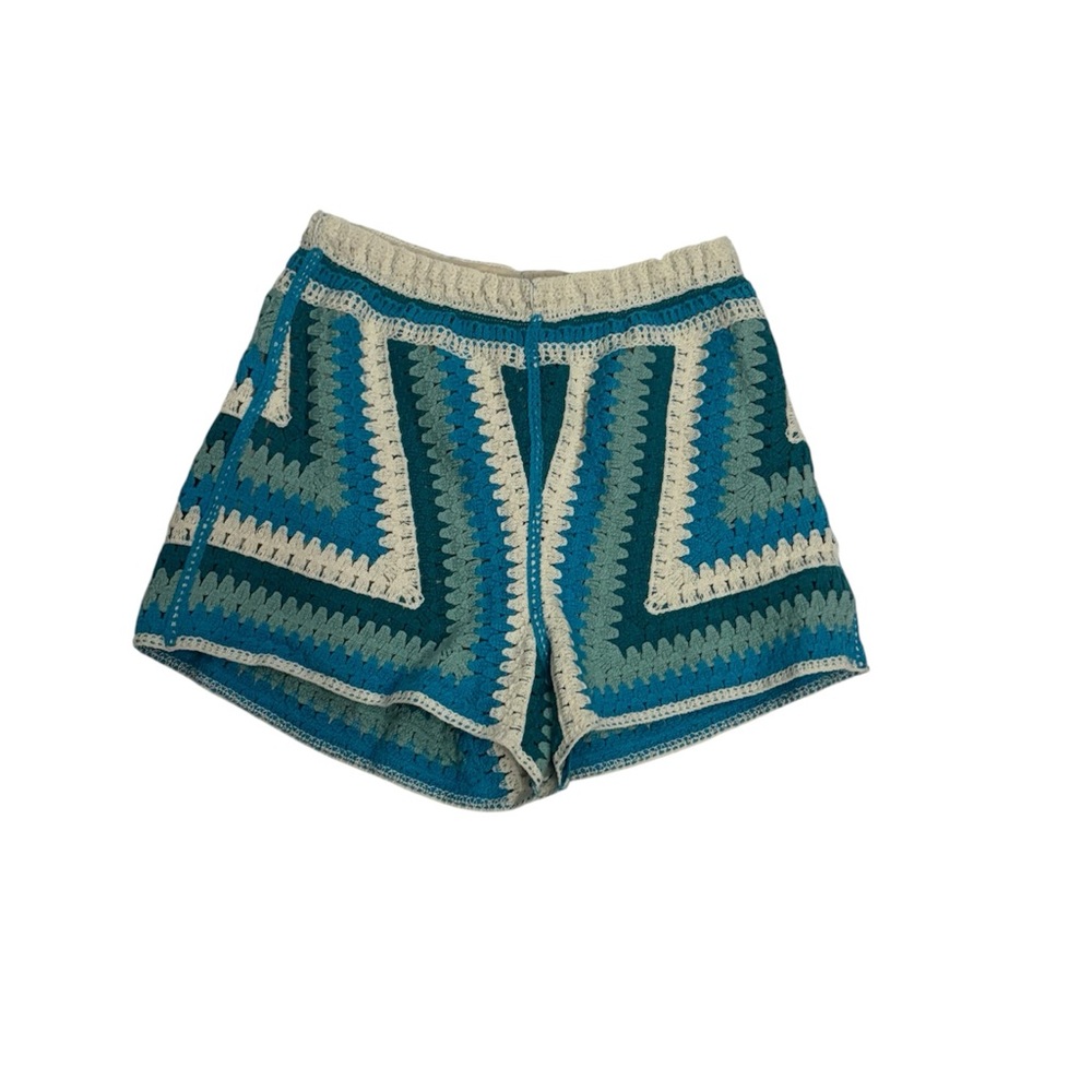 Rebellion High Waist Blue and Cream Shorts
